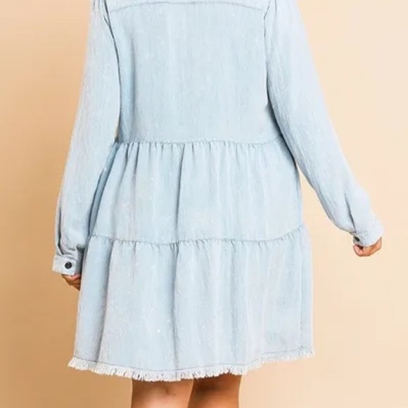 Denim Ruffle Dress - Picture 3 of 3